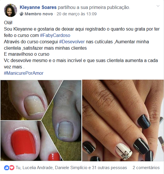 Depoimento de aluna Faby Cardoso